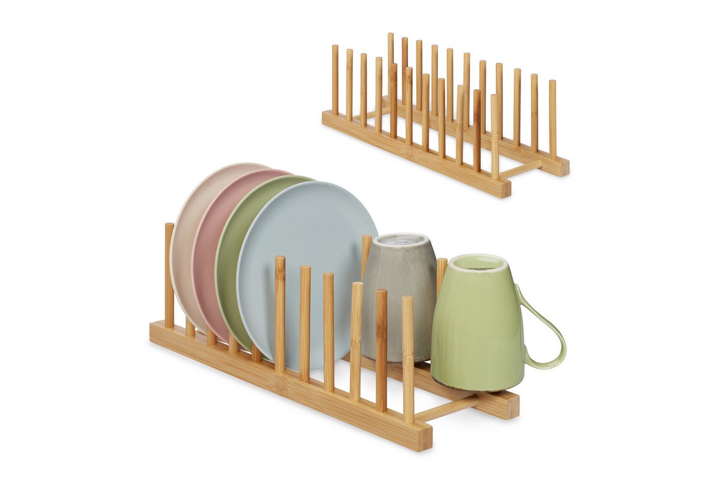 relaxdays Geschirrständer 2er Set Tellerständer Bambus relaxdays Geschirrständer 2er Set Tellerständer Bambus von relaxdays