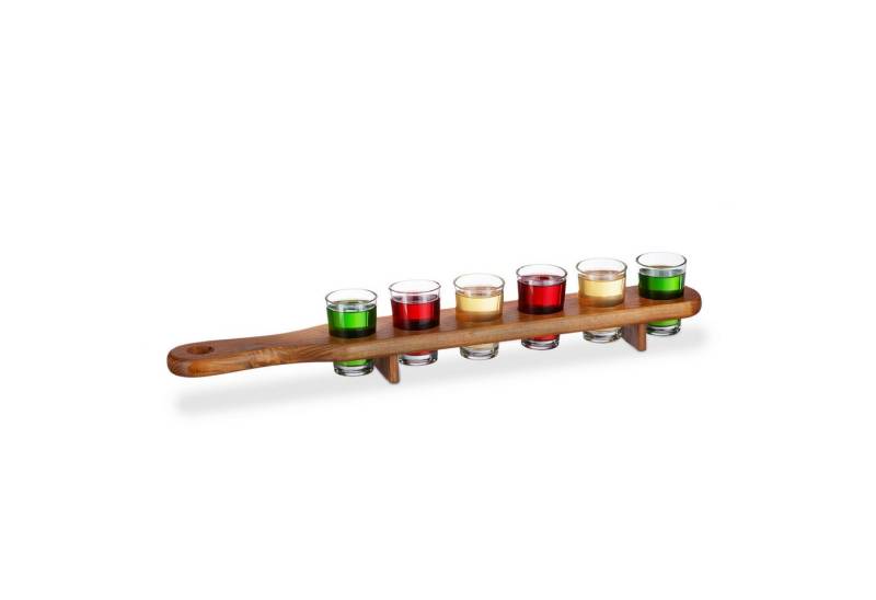 relaxdays Gläser-Set 9 x Schnapsbrett Holz mit je 6 Gläsern, Glas relaxdays Gläser-Set 9 x Schnapsbrett Holz mit je 6 Gläsern, Glas von relaxdays