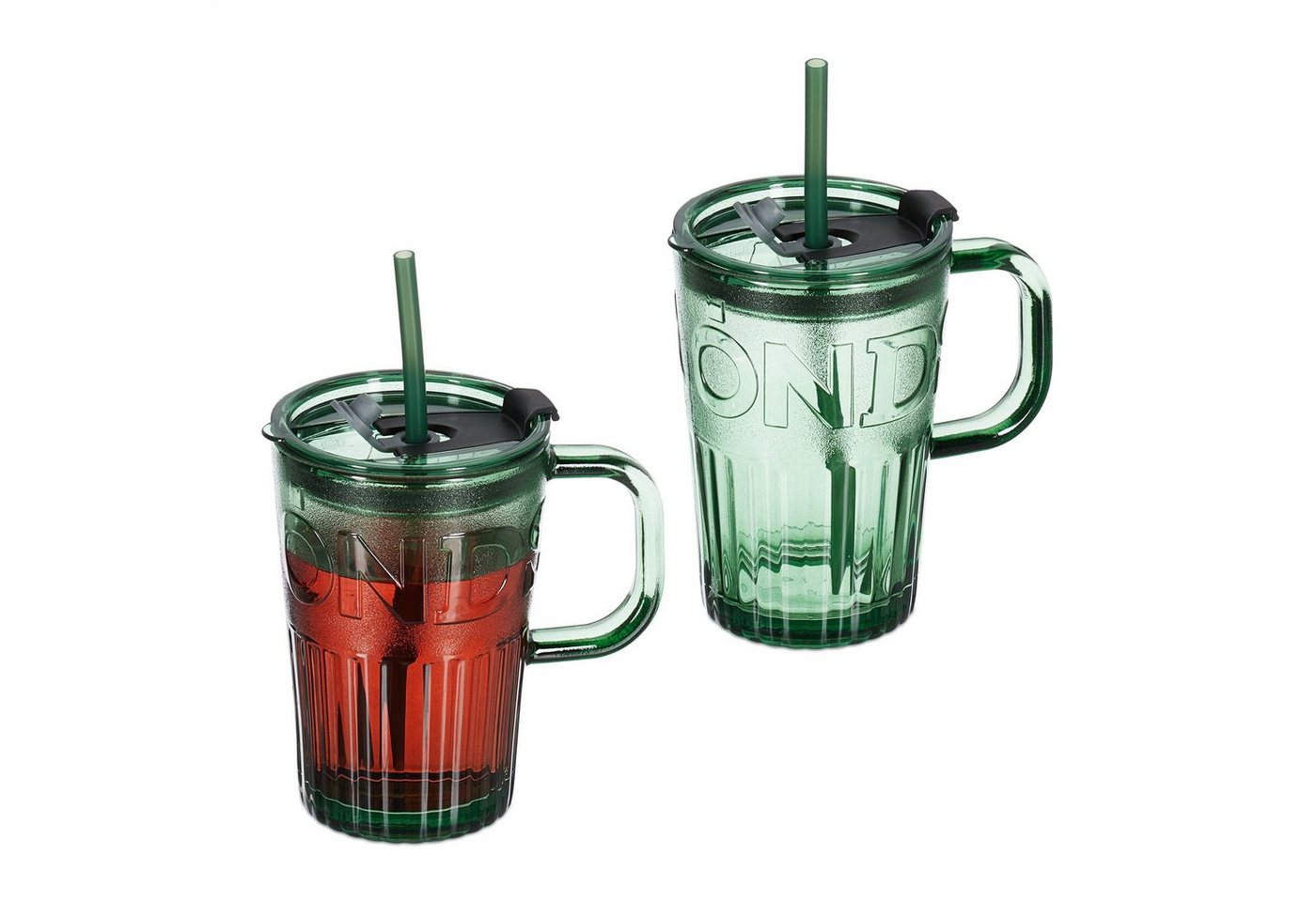 relaxdays Gläser-Set Trinkgläser im 2er Set mit Henkel, Glas, grün relaxdays Gläser-Set Trinkgläser im 2er Set mit Henkel, Glas, grün von relaxdays