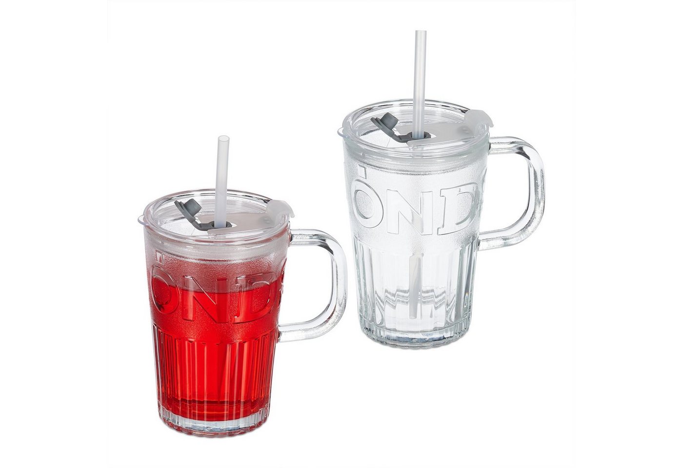 relaxdays Gläser-Set Trinkgläser im 2er Set mit Henkel, Glas, Transparent von relaxdays