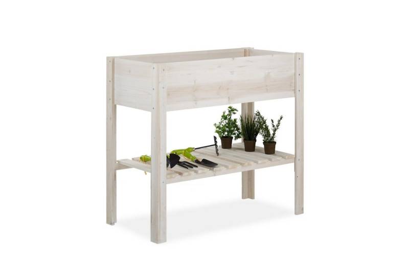 relaxdays Hochbeet Holz Weiß von relaxdays