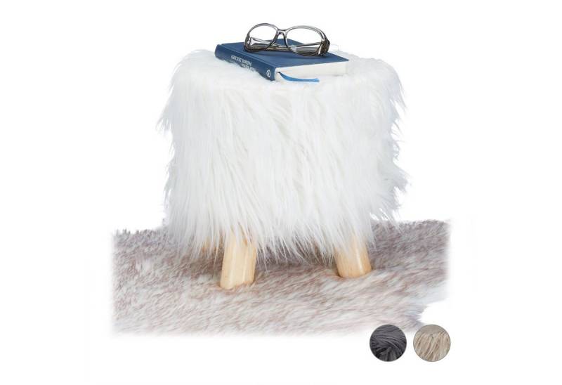 relaxdays Hocker Fell Hocker, weiß von relaxdays