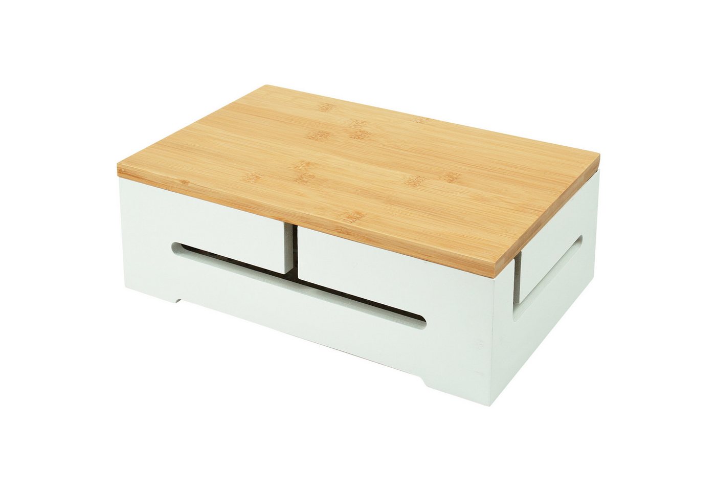 relaxdays Kabelbox Bambus Kabelbox mit Magnetdeckel, weiß von relaxdays