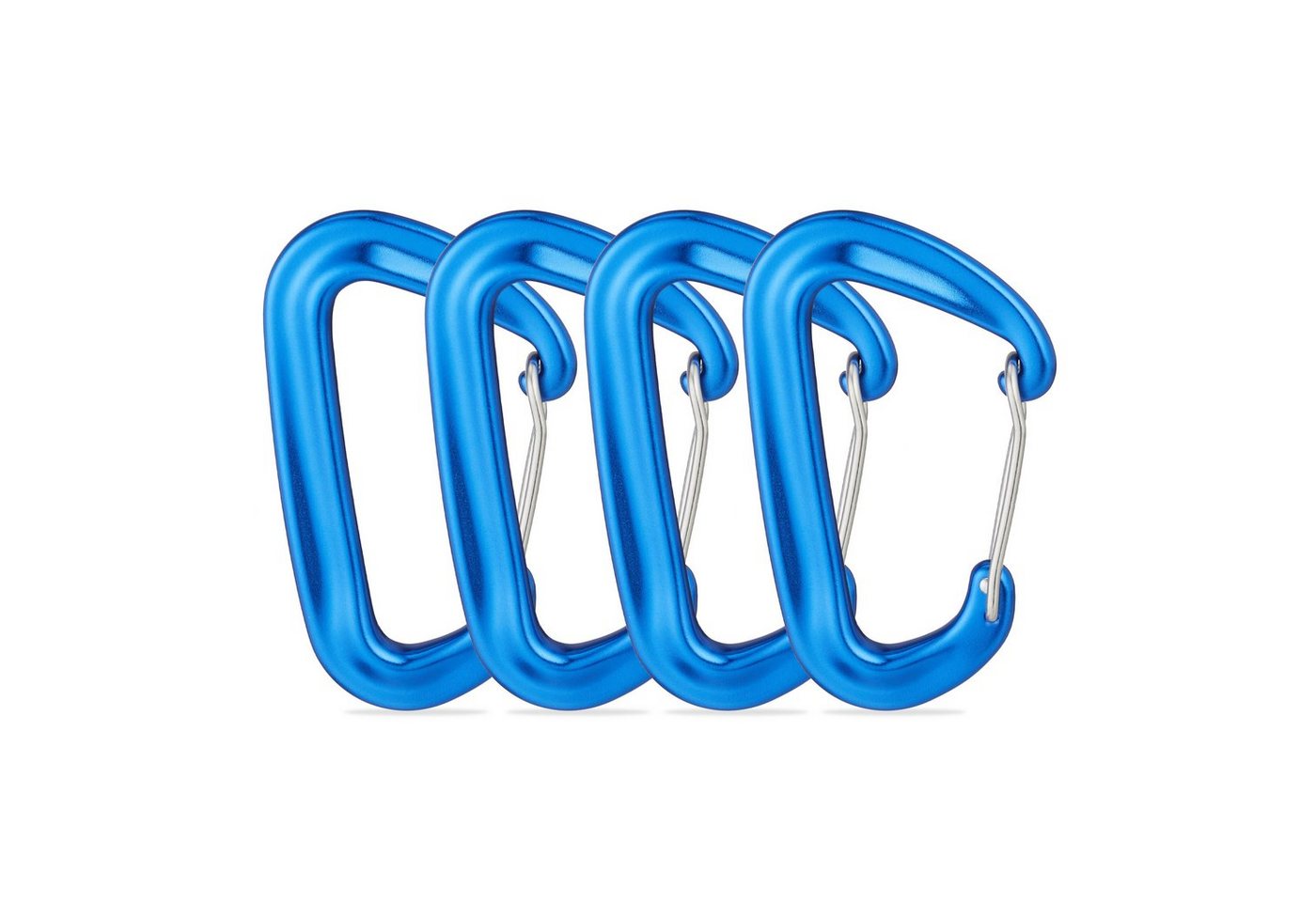 relaxdays Karabiner Karabiner Aluminium 4er Set, Blau von relaxdays