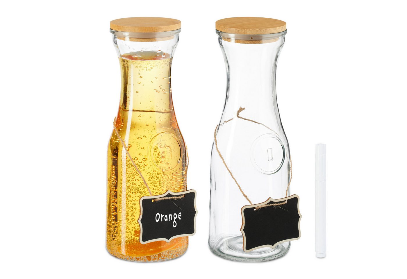 relaxdays Karaffe Wasserkaraffe mit Deckel im Set, (2-tlg), 2er Pack von relaxdays