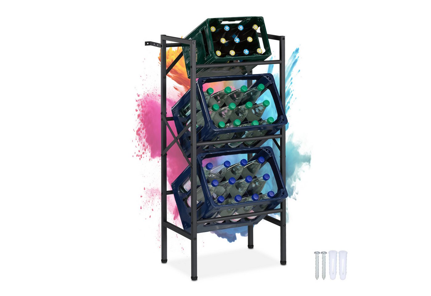 relaxdays Kastenständer Getränkekistenregal für 3 Kisten von relaxdays