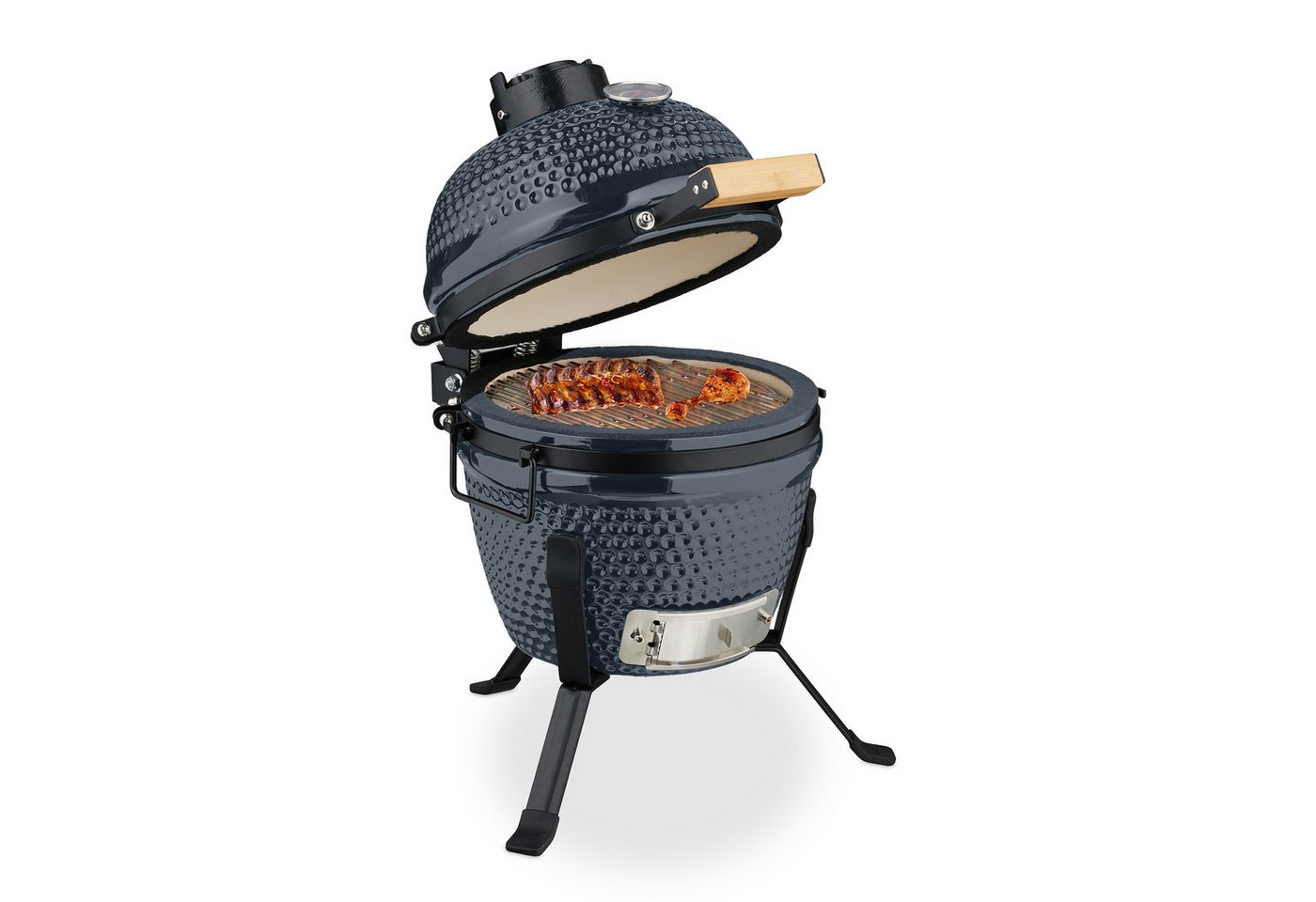 relaxdays Keramikgrill Kamado Grill aus Keramik, grau von relaxdays