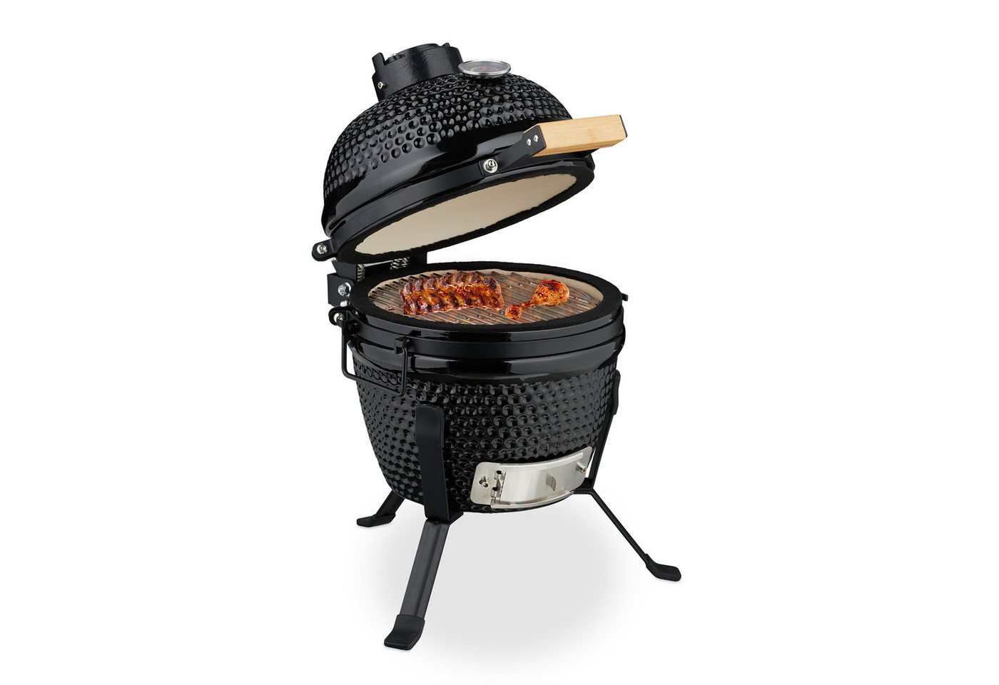 relaxdays Keramikgrill Kamado Grill aus Keramik, schwarz von relaxdays