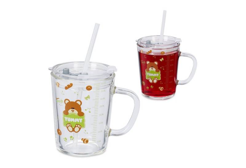 relaxdays Kinderbecher 2er Set Kindergläser mit Bärenmotiv, Glas relaxdays Kinderbecher 2er Set Kindergläser mit Bärenmotiv, Glas von relaxdays