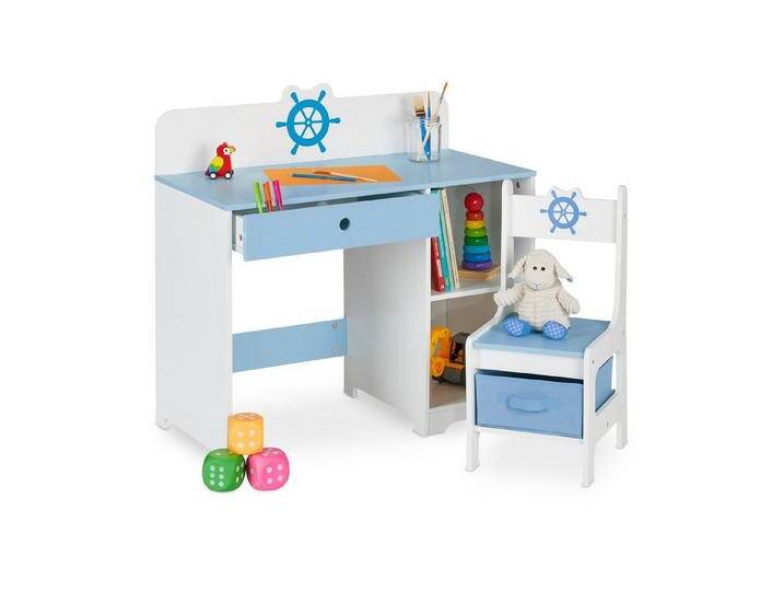 relaxdays Kinderschreibtisch Kinder Schreibtisch und Stuhl Seefahrt, blau weiß relaxdays Kinderschreibtisch Kinder Schreibtisch und Stuhl Seefahrt, blau weiß von relaxdays
