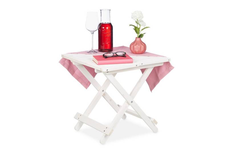 relaxdays Klapptisch Weißer Klapptisch aus Holz relaxdays Klapptisch Weißer Klapptisch aus Holz von relaxdays