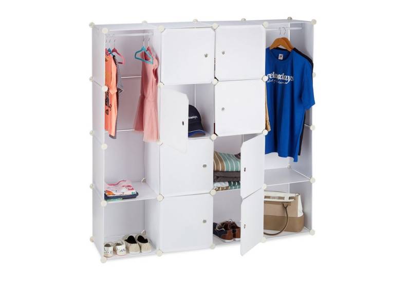 relaxdays Kleiderschrank Stecksystem 12 Fäch weiß von relaxdays