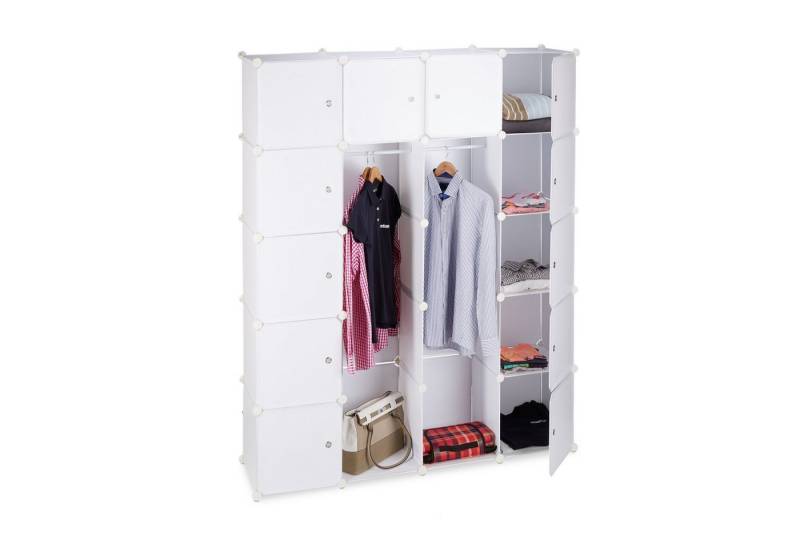 relaxdays Kleiderschrank Stecksystem 14 Fäch weiß von relaxdays