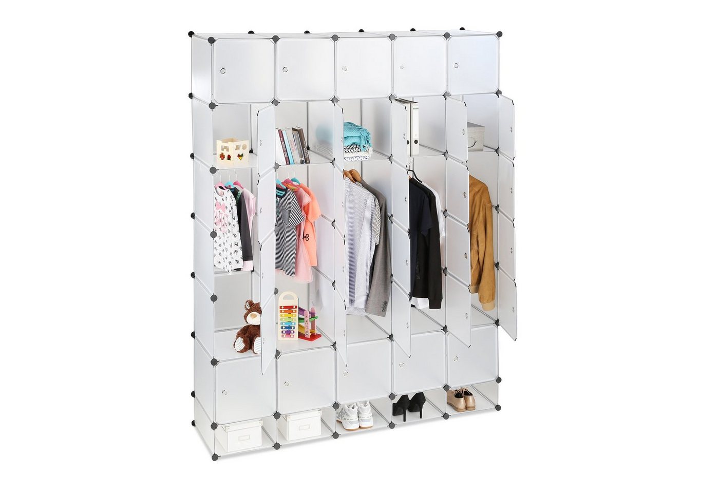 relaxdays Kleiderschrank XXL Kleiderschrank Stecksystem Transparent von relaxdays