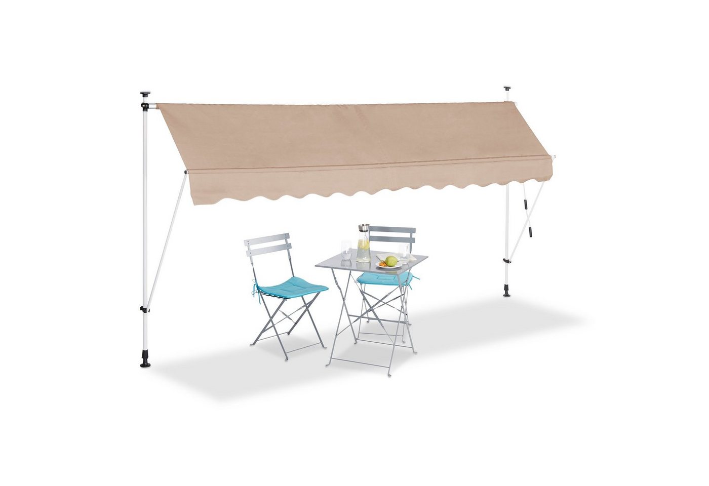 relaxdays Klemmmarkise Klemmmarkise beige 350 x 120 cm von relaxdays