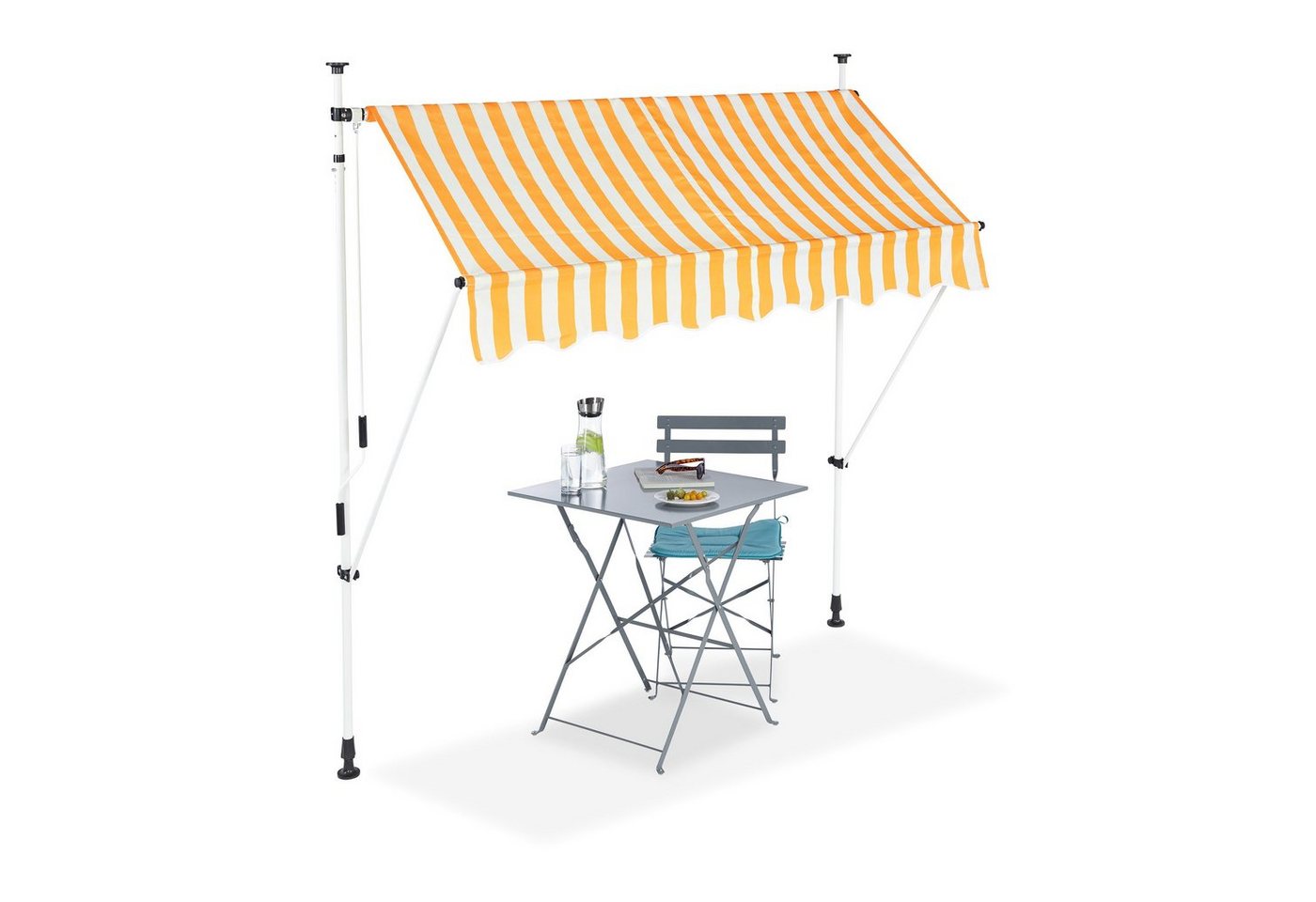 relaxdays Klemmmarkise gelb weiß 200 x 120 cm von relaxdays