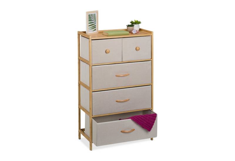 relaxdays Kommode Bambus Kommode 5 Schubladen (1 St), Beige relaxdays Kommode Bambus Kommode 5 Schubladen (1 St), Beige von relaxdays