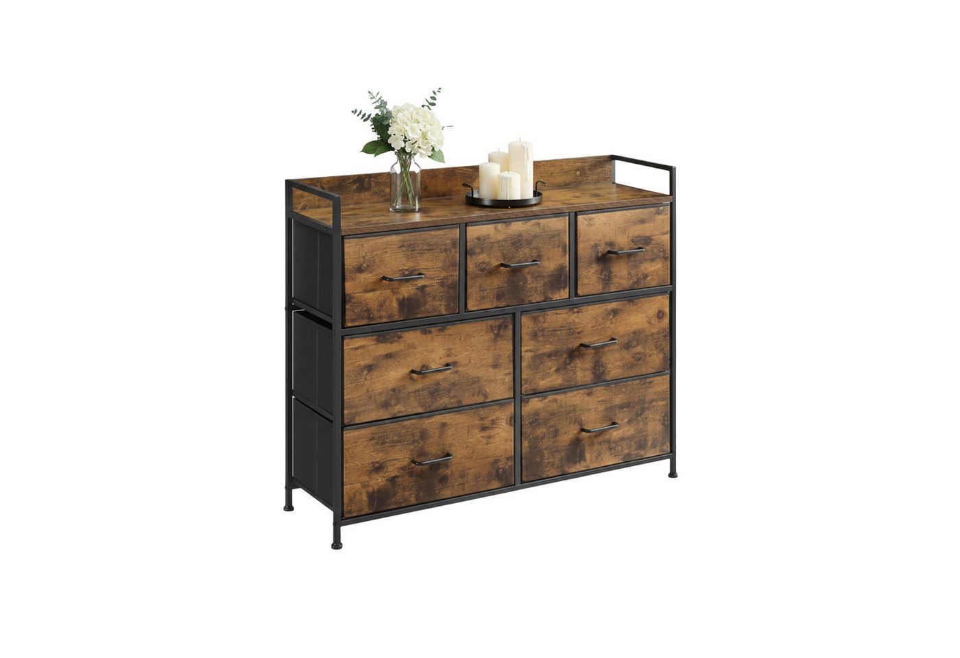 relaxdays Kommode mit 7 Stoffschublade, Vintagebraun relaxdays Kommode mit 7 Stoffschublade, Vintagebraun von relaxdays