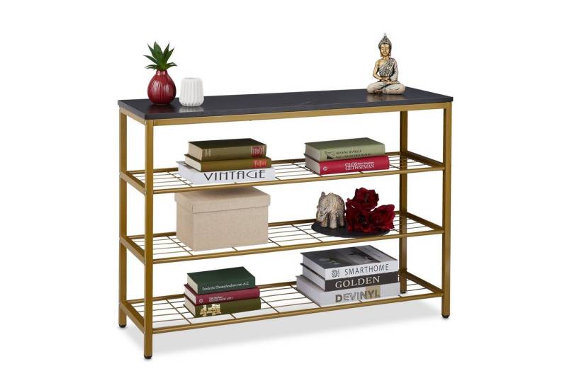 relaxdays Konsolentisch in Marmoroptik, schwarz von relaxdays