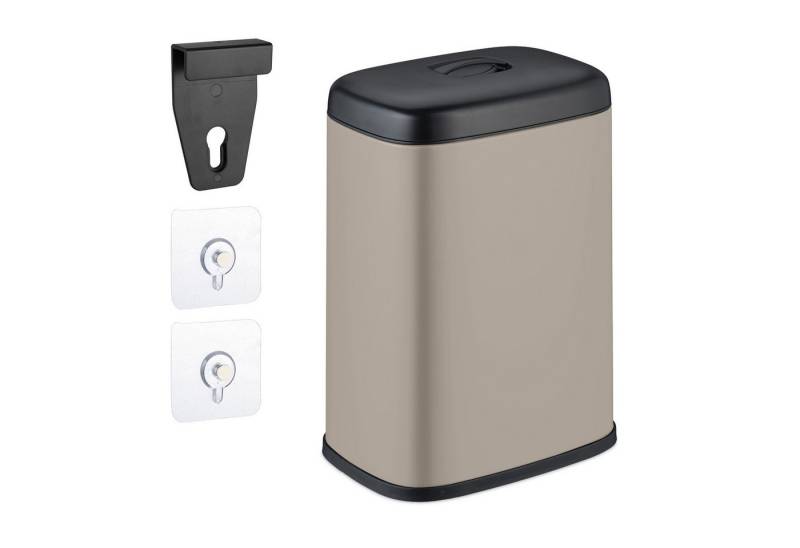 relaxdays Kosmetikeimer Hängender Mülleimer 5 Liter, Beige von relaxdays