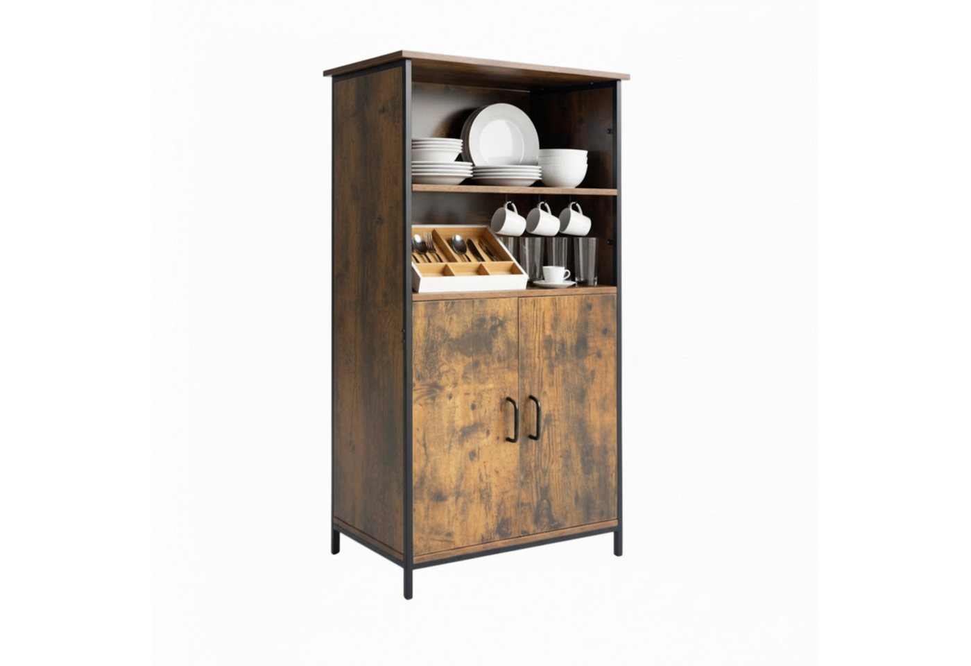 relaxdays Küchenbuffet Küchenschrank Industrial Style Vintagebraun von relaxdays