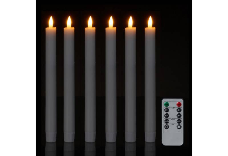 relaxdays LED-Kerze LED Stabkerzen mit Timer 6er Set von relaxdays