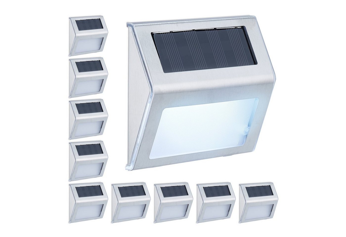 relaxdays LED Solarleuchte Solarlampen für die Wand, 10er Pack von relaxdays