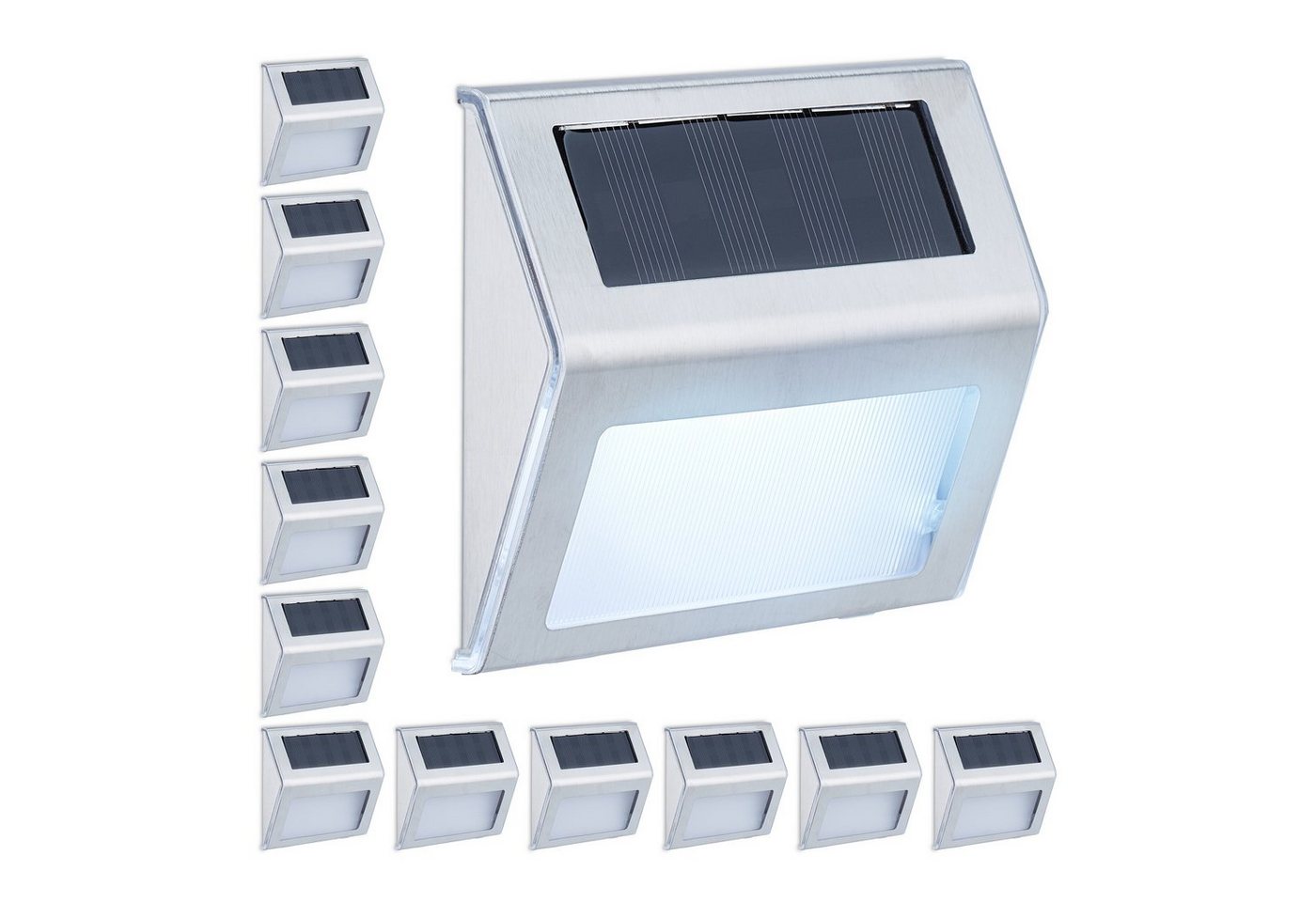 relaxdays LED Solarleuchte Solarlampen für die Wand, 12er Pack von relaxdays