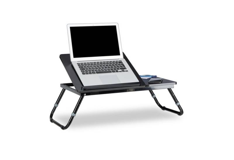 relaxdays Laptop Tablett Laptoptisch fürs Bett schwarz, Faserplatte von relaxdays