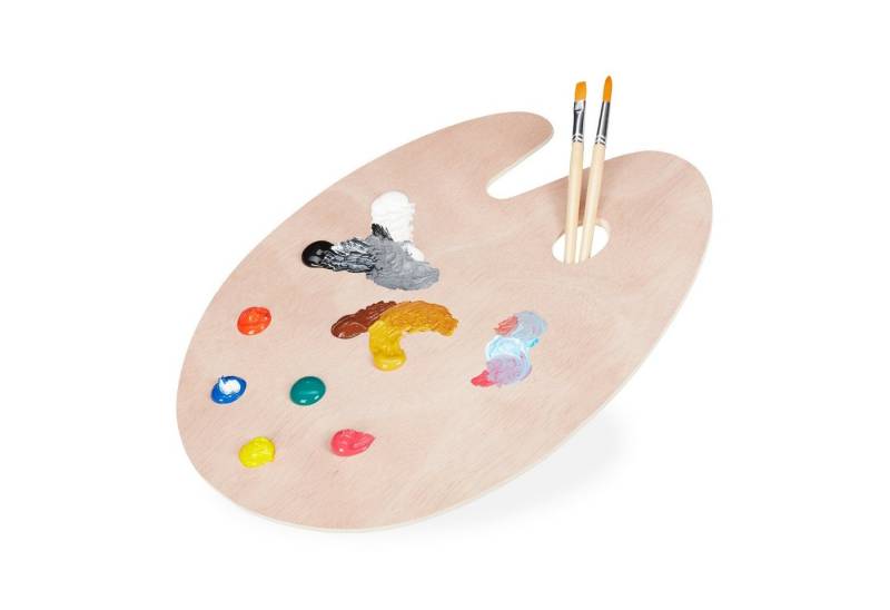 relaxdays Malpalette 3 x Mischpalette aus Holz Größe L von relaxdays