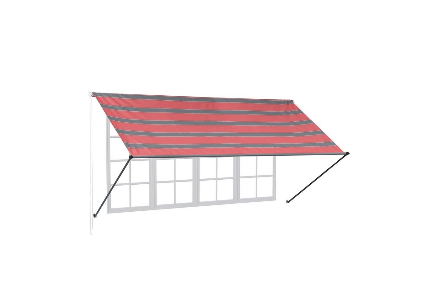 relaxdays Markise Fallarmmarkise in Grau-Rot 350 x 120 cm von relaxdays