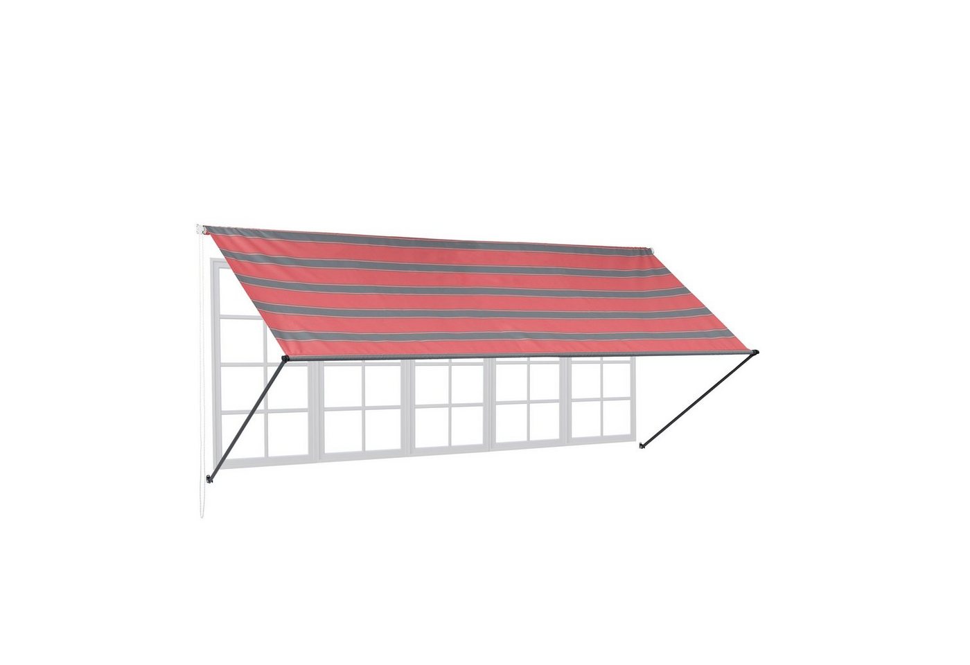 relaxdays Markise Fallarmmarkise in Grau-Rot 400 x 120 cm von relaxdays