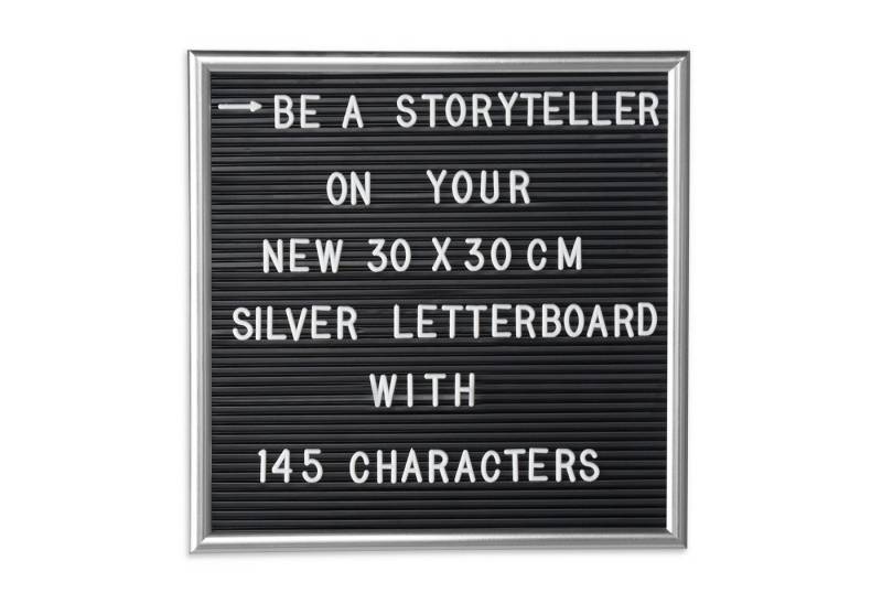 relaxdays Memoboard 4 x Letterboard 30 x 30 cm silber von relaxdays