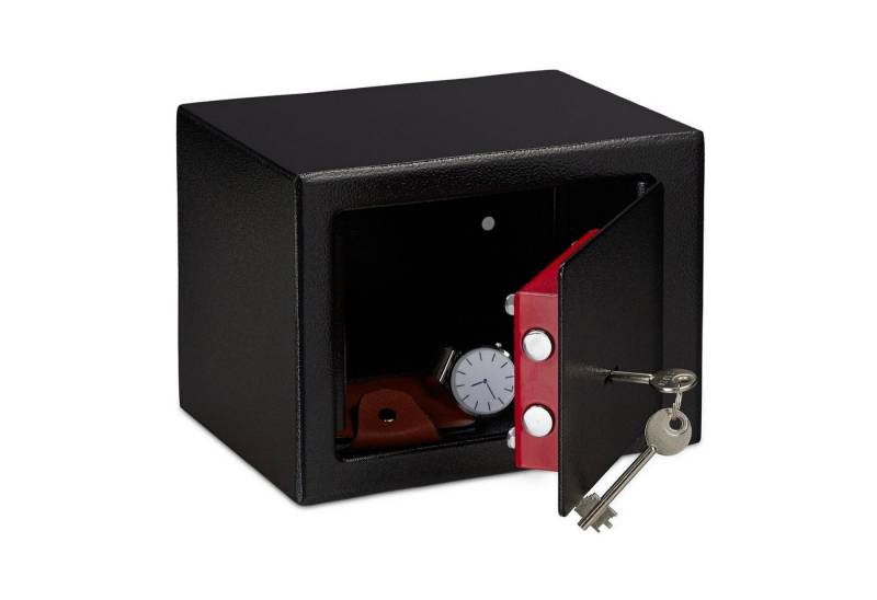 relaxdays Möbeltresor 10x Möbeltresor mit Schlüssel schwarz von relaxdays