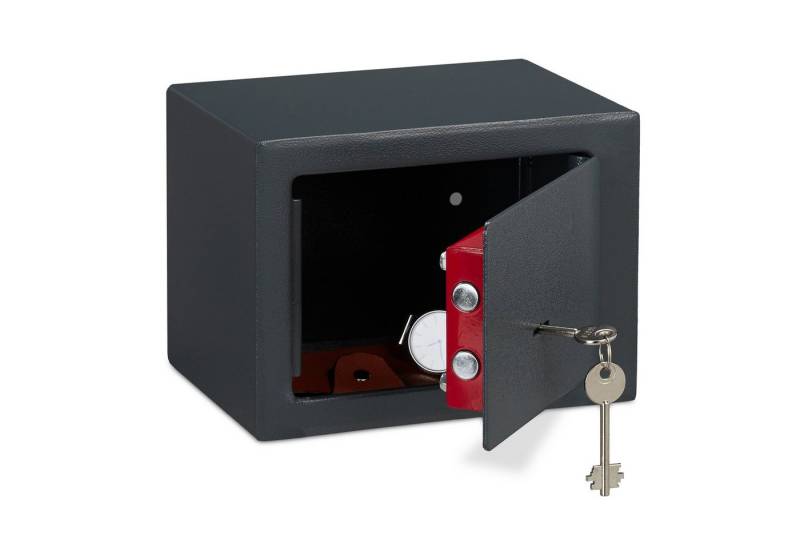 relaxdays Möbeltresor 2x Möbeltresor mit Schlüssel dunkelgrau von relaxdays