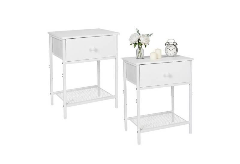 relaxdays Nachtkommode Nachttisch 2er Set Schublade & Ablage, weiß relaxdays Nachtkommode Nachttisch 2er Set Schublade & Ablage, weiß von relaxdays