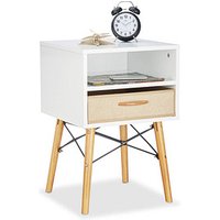 relaxdays Nachttisch Holz braun, weiß 40,0 x 42,5 x 61,0 cm von RELAXDAYS