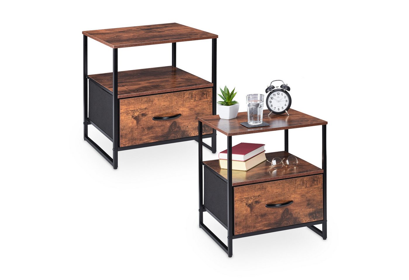 relaxdays Nachttisch Industrial 2er Set (2er Set) von relaxdays