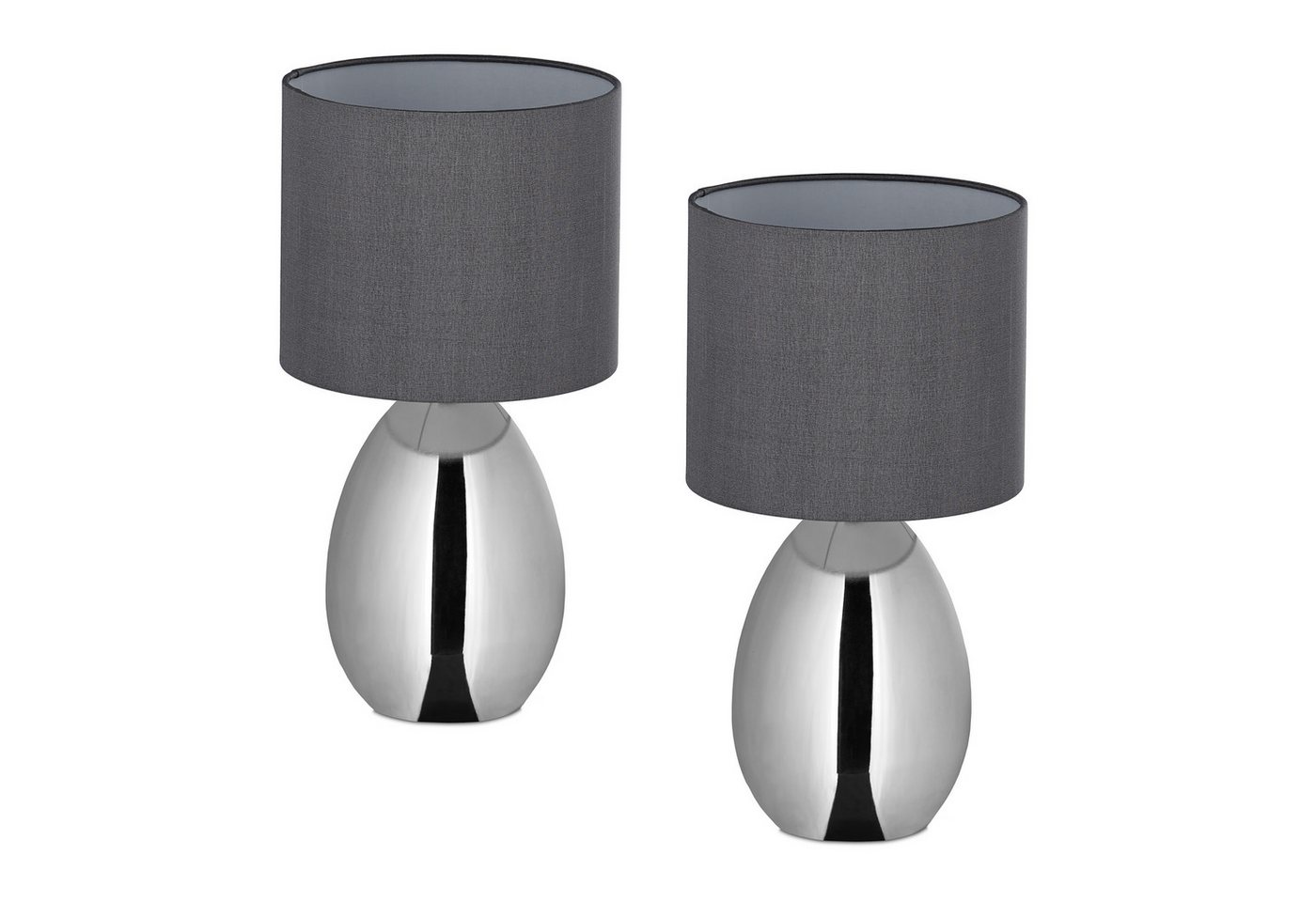 relaxdays Nachttischlampe 2er Set, Ein-/Ausschalter, Silber relaxdays Nachttischlampe 2er Set, Ein-/Ausschalter, Silber von relaxdays