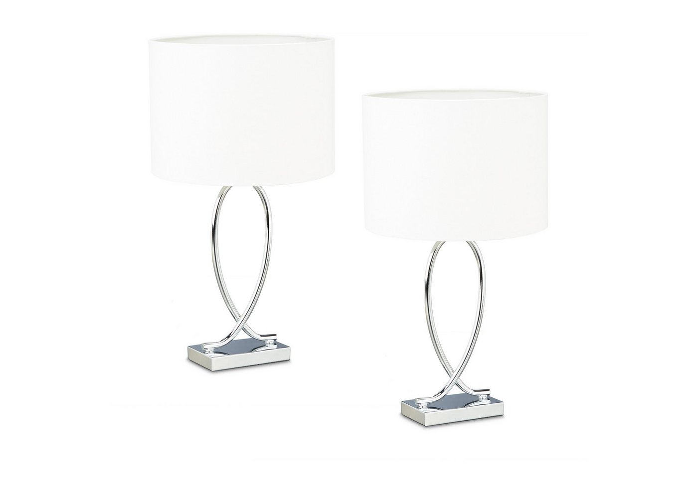 relaxdays Nachttischlampe Tischlampe geschwungener Fuß 2er Set, ohne Leuchtmittel, Silber relaxdays Nachttischlampe Tischlampe geschwungener Fuß 2er Set, ohne Leuchtmittel, Silber von relaxdays