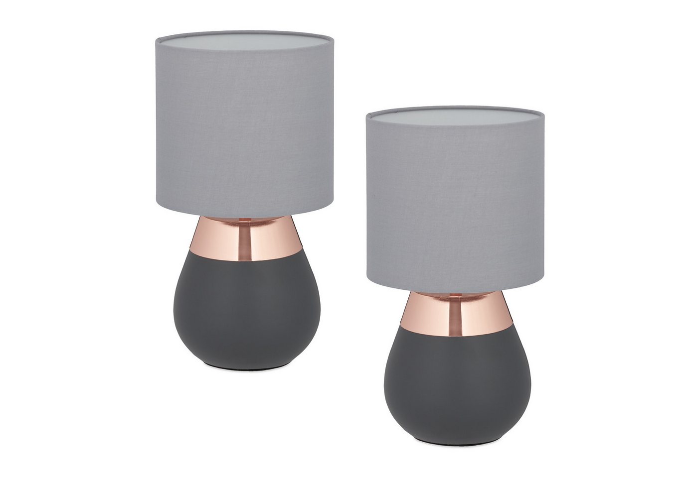 relaxdays Nachttischlampe Tischlampe mit Stoffschirm 2er Set, ohne Leuchtmittel, Kupfer relaxdays Nachttischlampe Tischlampe mit Stoffschirm 2er Set, ohne Leuchtmittel, Kupfer von relaxdays
