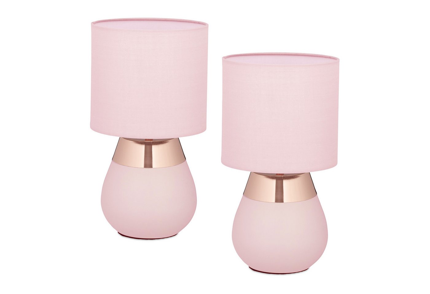 relaxdays Nachttischlampe Tischlampe mit Stoffschirm 2er Set, ohne Leuchtmittel, Rosa relaxdays Nachttischlampe Tischlampe mit Stoffschirm 2er Set, ohne Leuchtmittel, Rosa von relaxdays