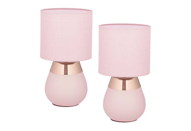 relaxdays Nachttischlampe Tischlampe mit Stoffschirm 2er Set, ohne Leuchtmittel, Rosa von relaxdays