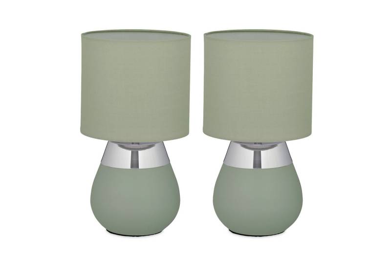 relaxdays Nachttischlampe Tischlampe mit Stoffschirm 2er Set, ohne Leuchtmittel, grün von relaxdays