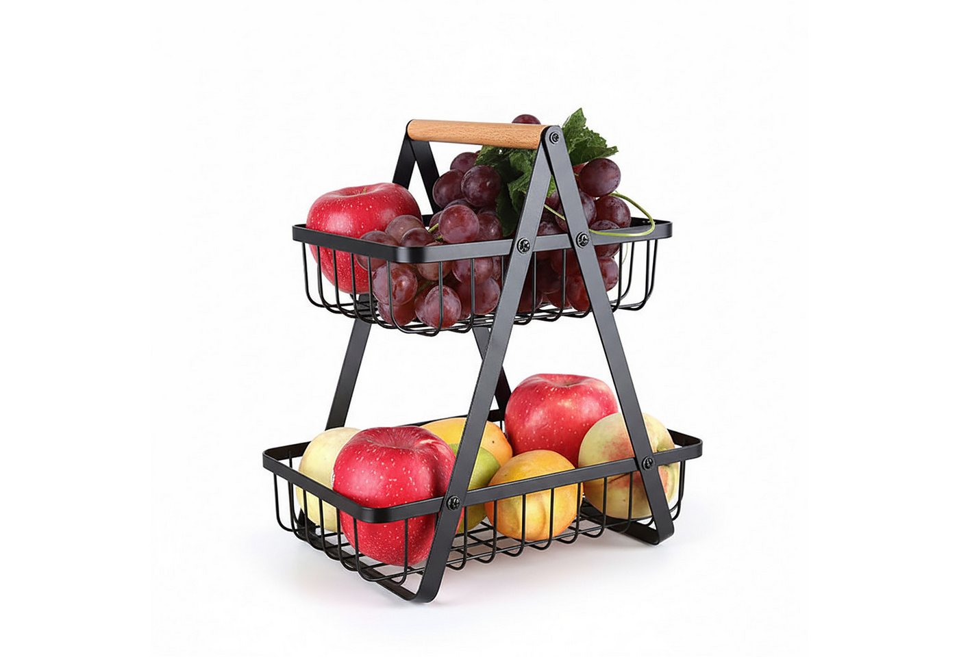 relaxdays Obstschale Obst Etagere 2 Etagen, Eisen, schwarz von relaxdays
