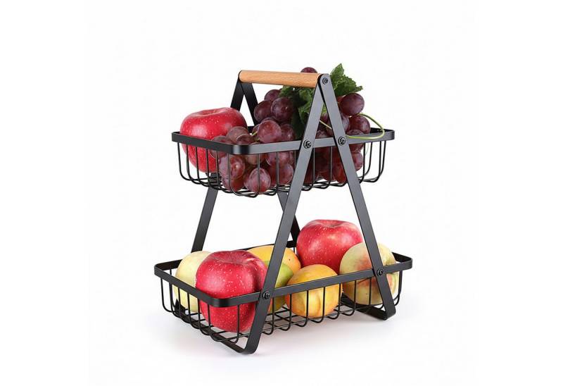relaxdays Obstschale Obst Etagere 2 Etagen, Eisen, schwarz von relaxdays