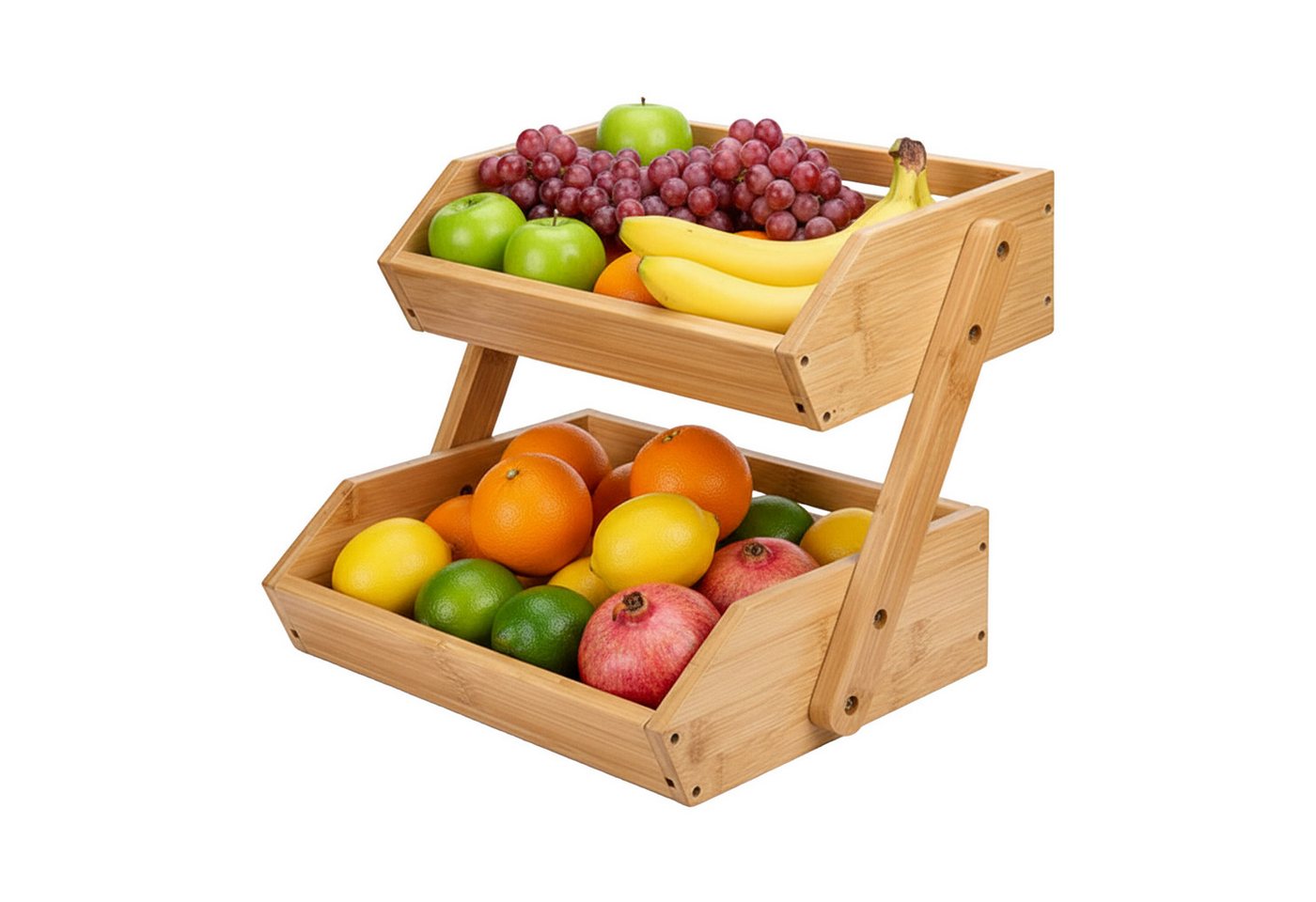 relaxdays Obstschale Obst Etagere Bambus 2 Etagen, Bambus von relaxdays