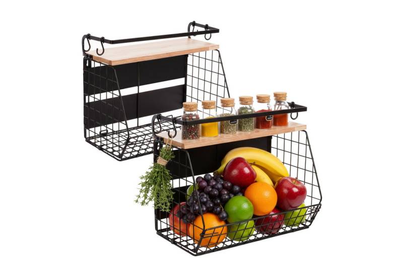 relaxdays Obstschale Obstkorb Wandregal magnetisch 2er Set, Eisen, B relaxdays Obstschale Obstkorb Wandregal magnetisch 2er Set, Eisen, B von relaxdays
