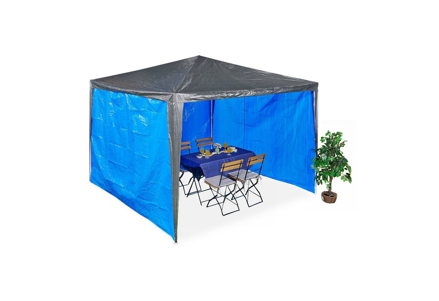 relaxdays Pavillonseitenteil Blaue Pavillon Seitenteile im 3er Set, 300x200 cm von relaxdays