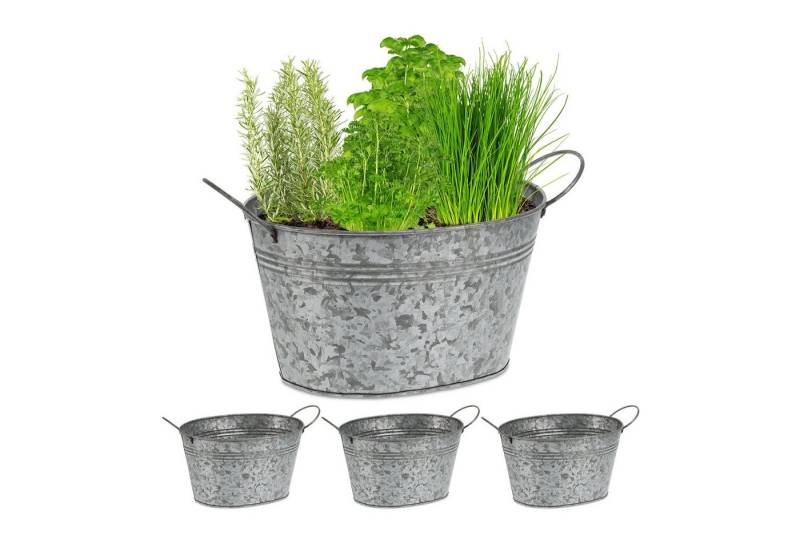 relaxdays Pflanzkübel Zinkwanne 4er Set von relaxdays